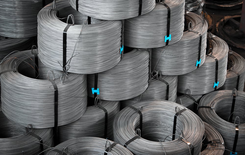Stacks of galvanized baling wire